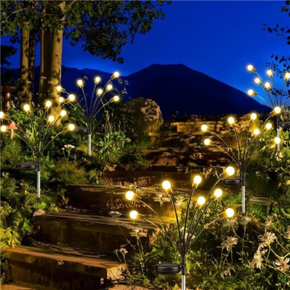 6-Pack Solar Garden Lights, Upgraded 48 LED Firefly Solar Swaying Lights - Picture 4 of 7